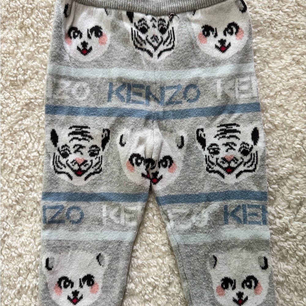 Kenzo Kids Gray and Blue Tiger Print Pants